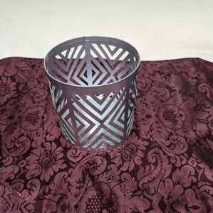 Greenbrier Int. Candle Holder silver cut out triangle geometric design aroma